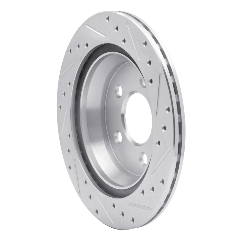 Ford Mustang Brake Rotor (1) - Rear Left - R1 Concepts - Drilled & Slotted - Silver - `94-`04